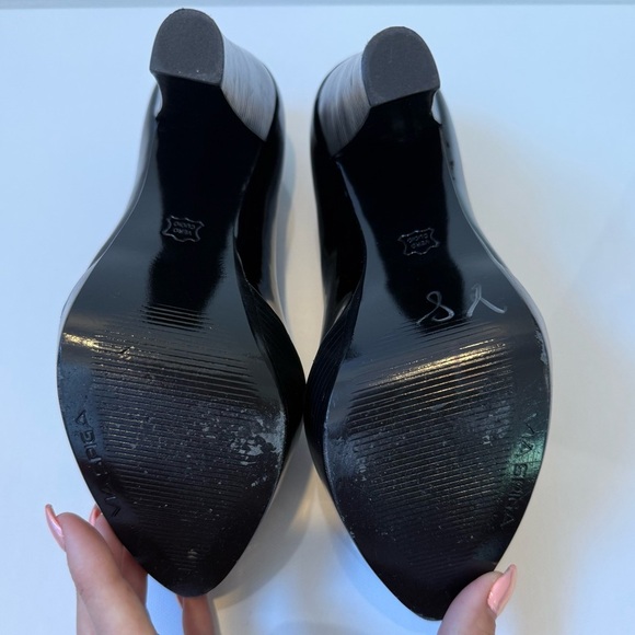 VIA SPIGA Black Patent Leather Platform Peep Toe Heels 7.5 - Picture 4 of 13